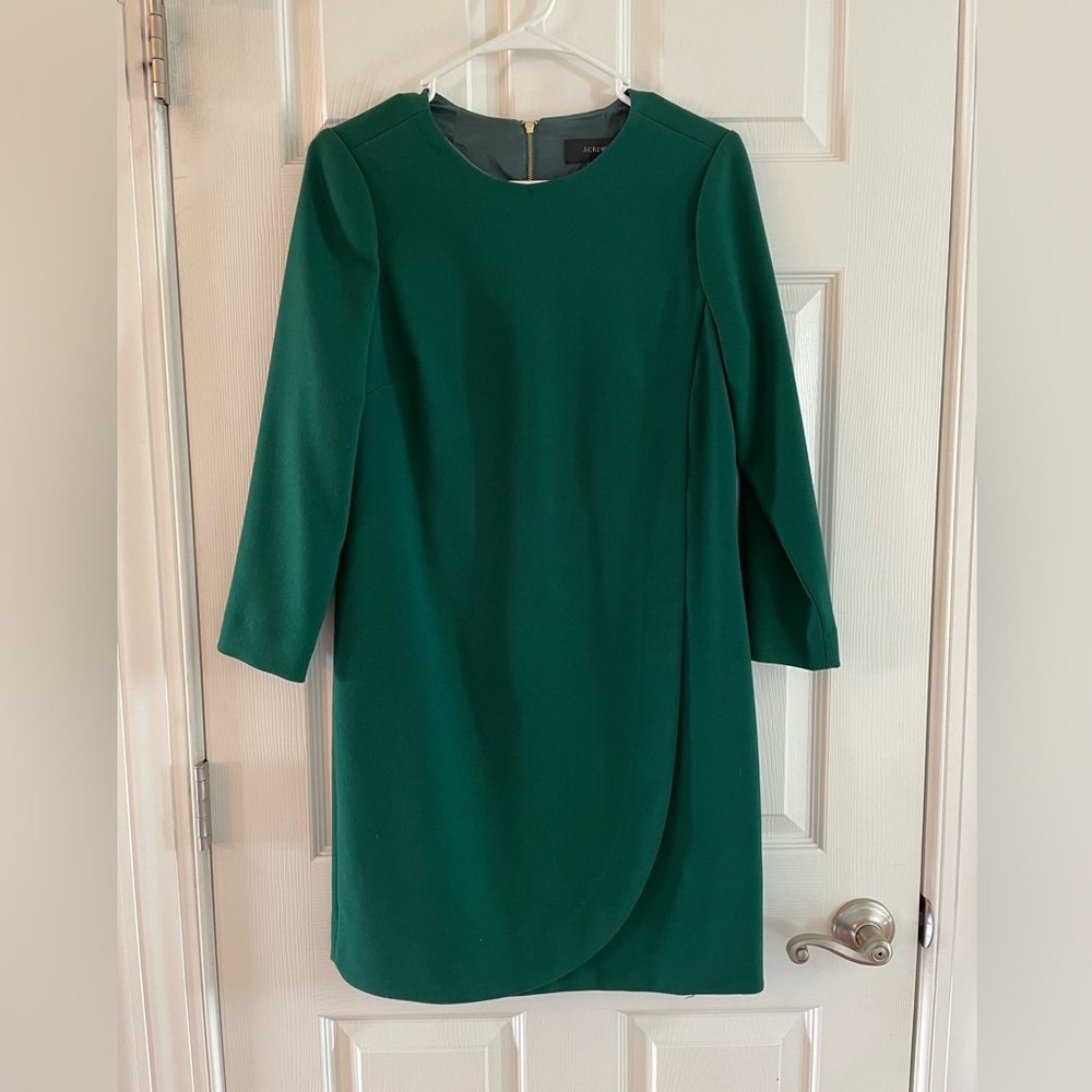 J. Crew Hunter Green Shift Dress with Zipper Detail